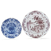 TWO DUTCH DELFT PLATES, ONE SI