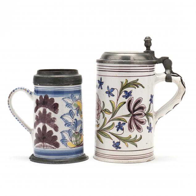 TWO DUTCH DELFT POLYCHROME