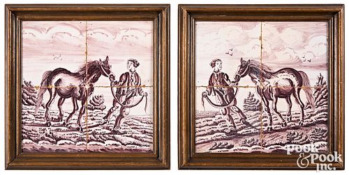 TWO DUTCH DELFT TILE GROUPINGS, MID