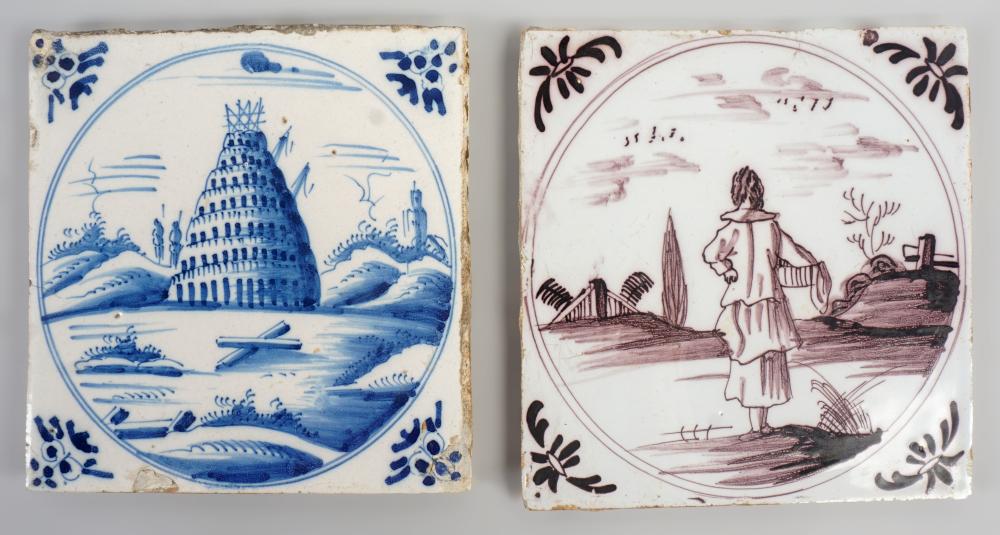 TWO DUTCH DELFT TILES, 18TH CENTURY