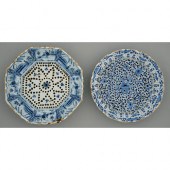 Two Dutch Delftware colanders