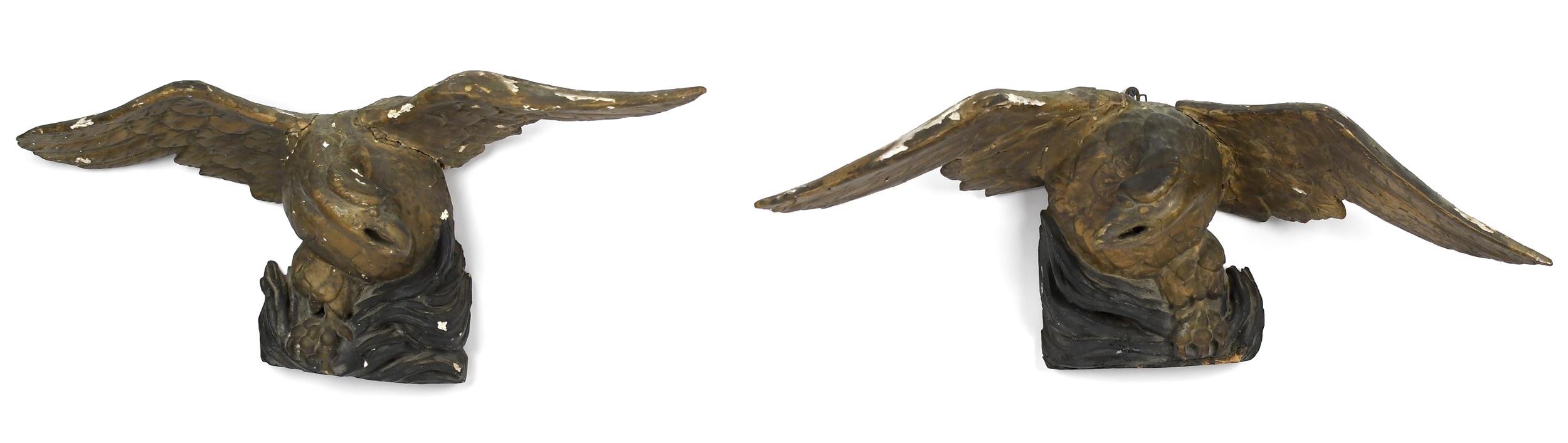 TWO EARLY 19TH C. CARVED PINE