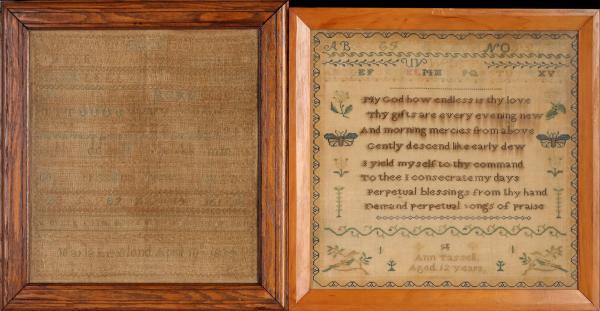 TWO EARLY 19TH CENTURY CROSS STITCH