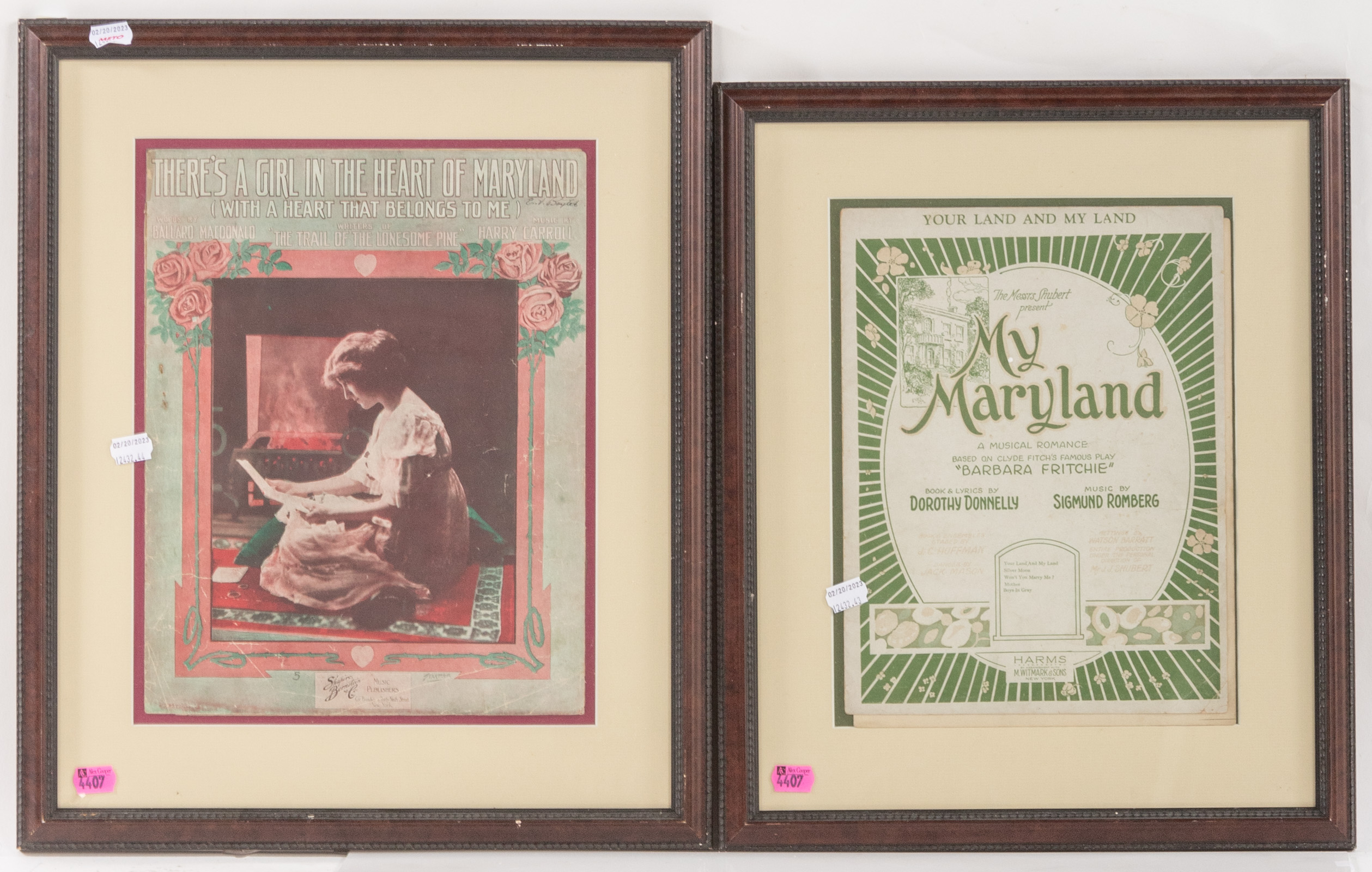 TWO EARLY 20TH C. FRAMED SHEET