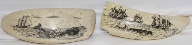 TWO EARLY 20TH CENTURY SCRIMSHAW