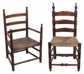 TWO EARLY AMERICAN LADDERBACK