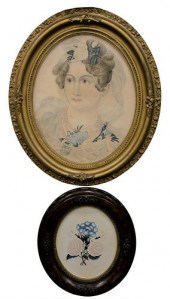 TWO EARLY AMERICAN OVAL PAINTI