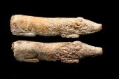 TWO EARLY CHINESE JADE PIG FIG