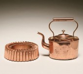 Two early copper pieces, food