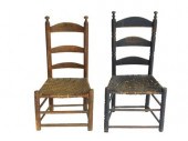 TWO EARLY LADDER BACK CHAIRS: