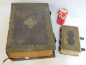 TWO EARLY LEATHER BOUND BIBLES