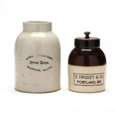 TWO EARLY MAINE STONEWARE OYST