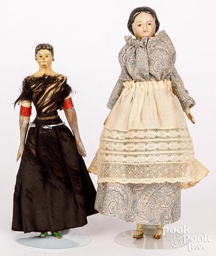 TWO EARLY MILLINER'S DOLLSTwo early