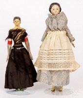 TWO EARLY MILLINER'S DOLLSTwo