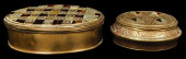 TWO EARLY OVAL FORM BRASS BOXE