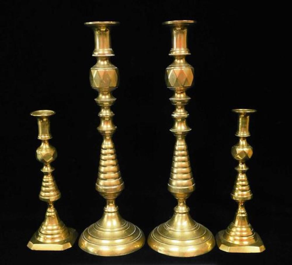 TWO EARLY PAIR OF BRASS