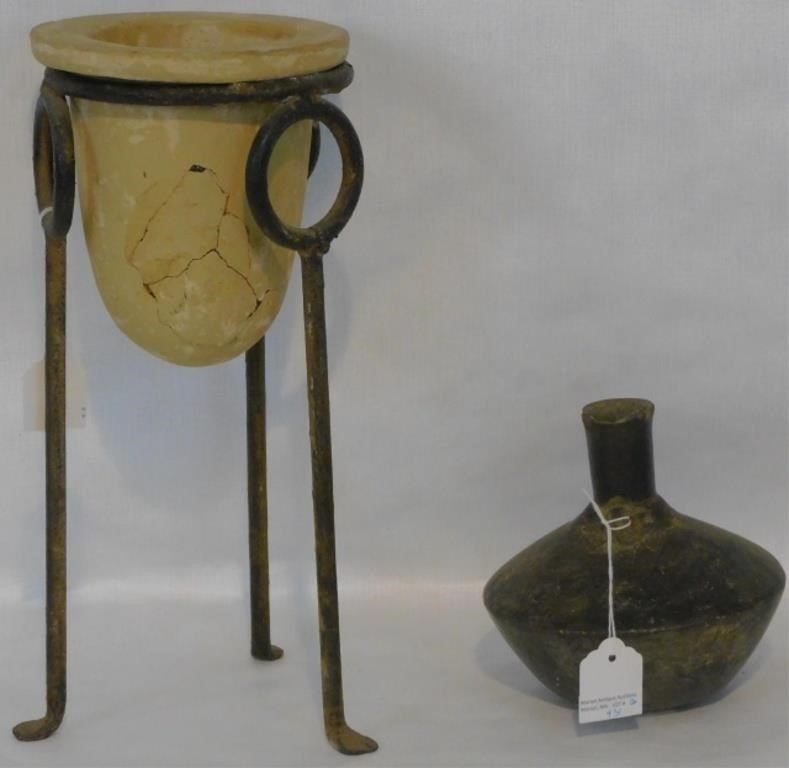 TWO EARLY POTTERY PIECES. TO
