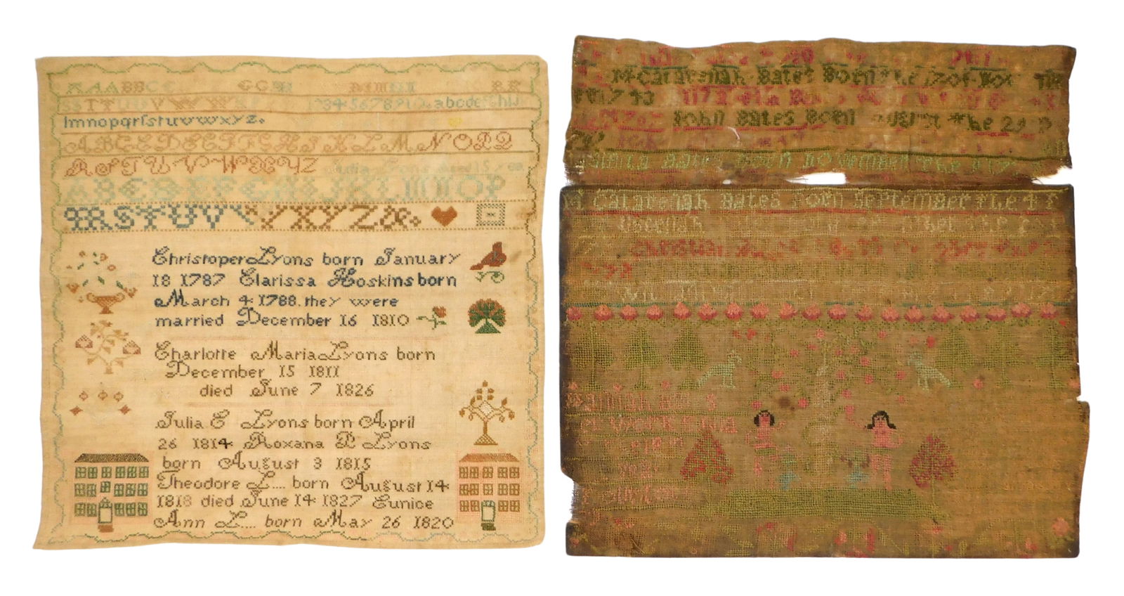 TWO EARLY SCHOOLGIRL SAMPLERS: