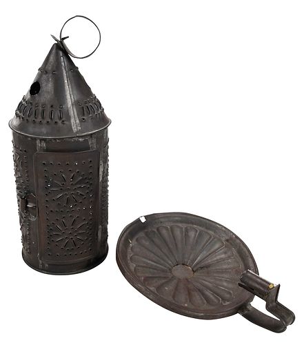 TWO EARLY TIN LIGHTING