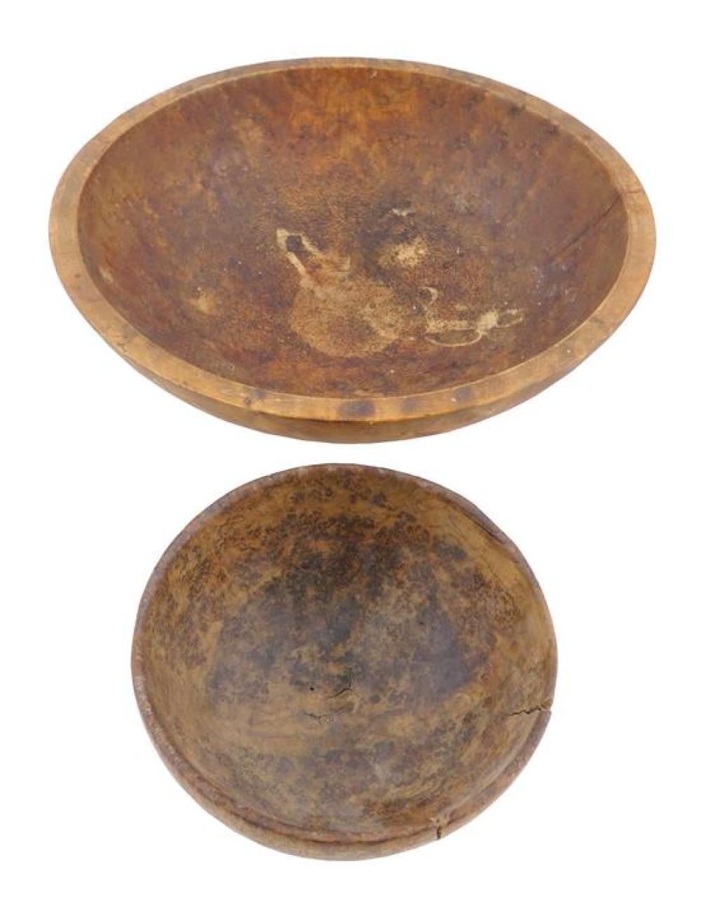 TWO EARLY TREENWARE BOWLS,
