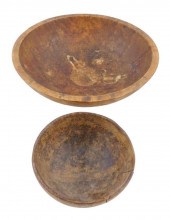 TWO EARLY TREENWARE BOWLS, INC
