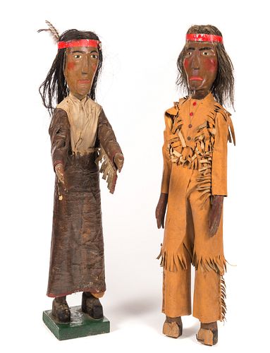 TWO EARLY WOODEN FOLK ART NATIVE