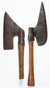 TWO EARLY WROUGHT IRON GOOSE W