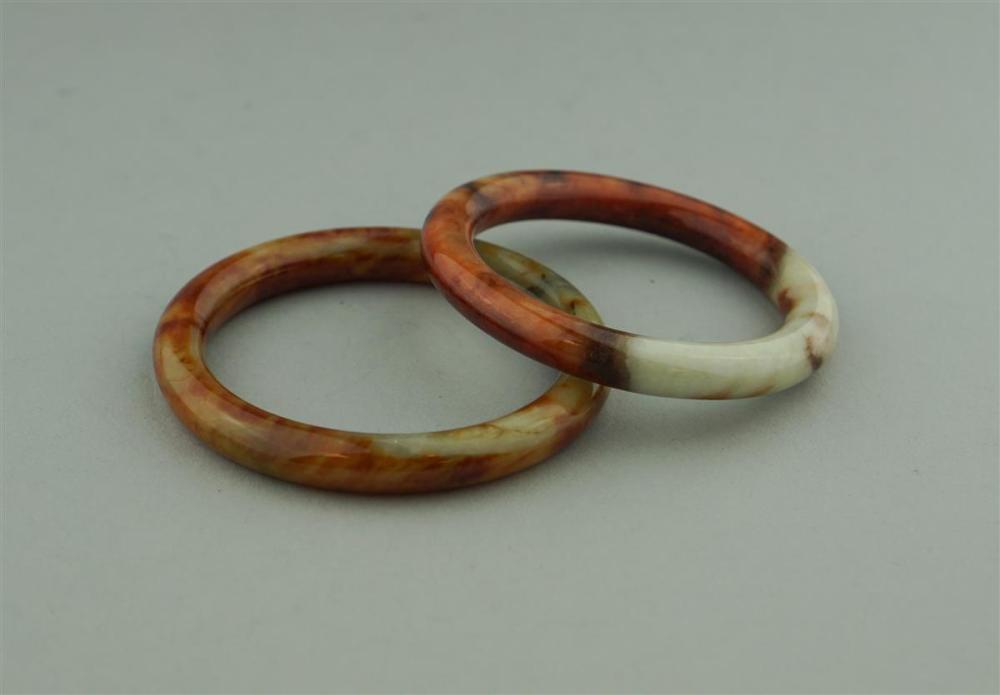 TWO EARTHTONE HARDSTONE BANGLE
