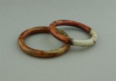 TWO EARTHTONE HARDSTONE BANGLE