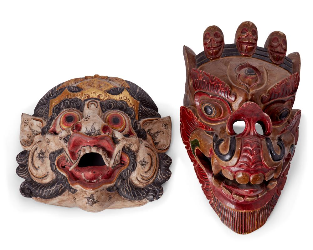 TWO EAST ASIAN POLYCHROME CARVED
