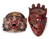 TWO EAST ASIAN POLYCHROME CARV