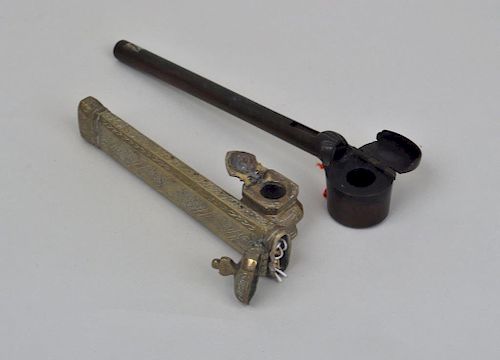 TWO EASTERN METAL CALLIGRAPHY