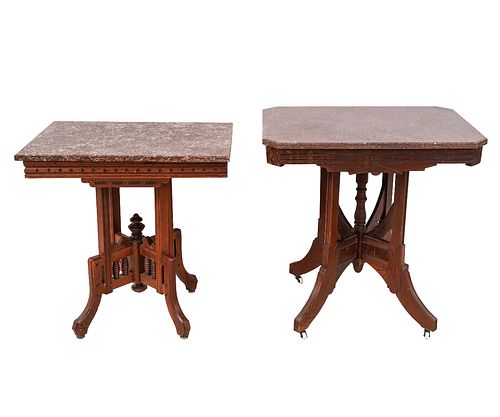 TWO EASTLAKE MARBLE TOP PARLOR