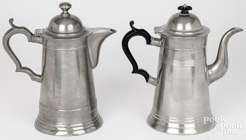 TWO EBEN SMITH PEWTER COFFEEPOTSTwo