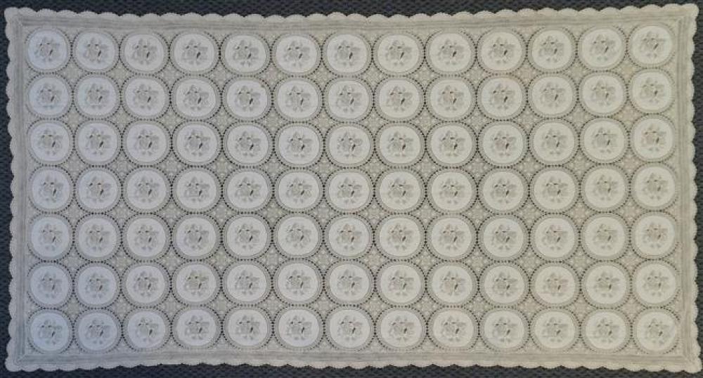 TWO ECRU LINEN TABLECLOTHS, 10 FT X