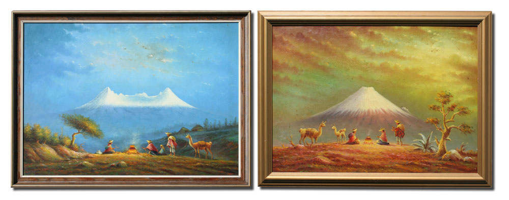 TWO ECUADORIAN SNOW CAP MOUNTAIN
