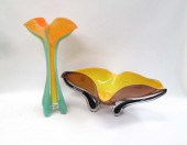 TWO ED BRANSON ART GLASS VESSE