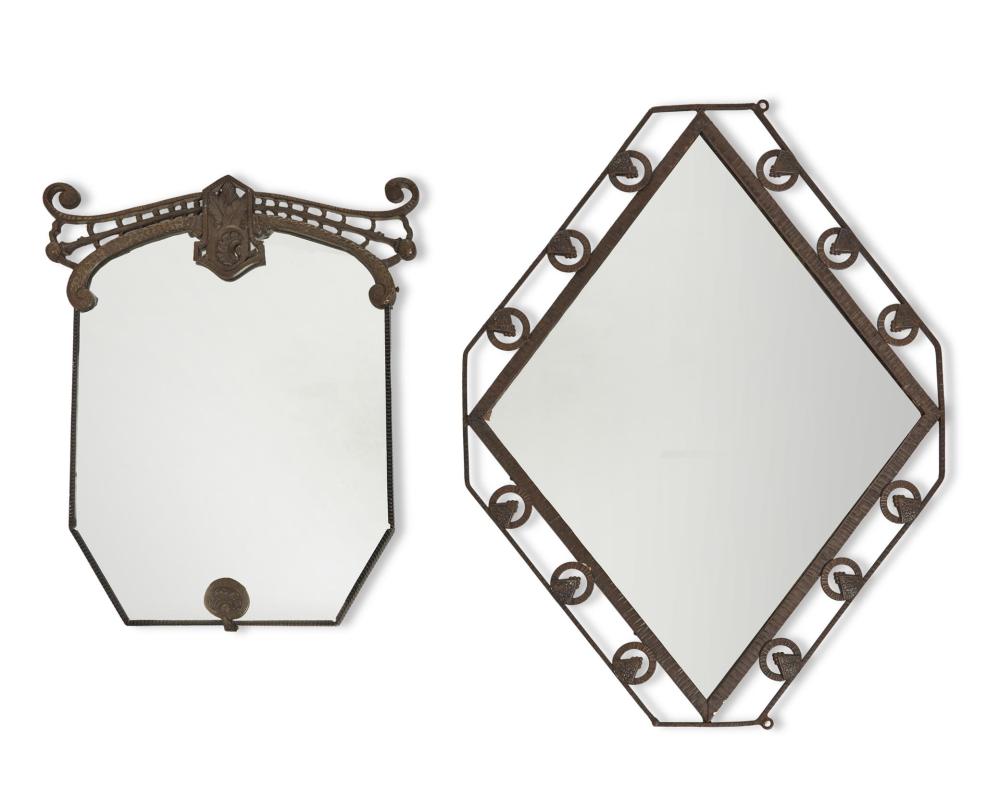 TWO EDGAR BRANDT-STYLE CAST IRON