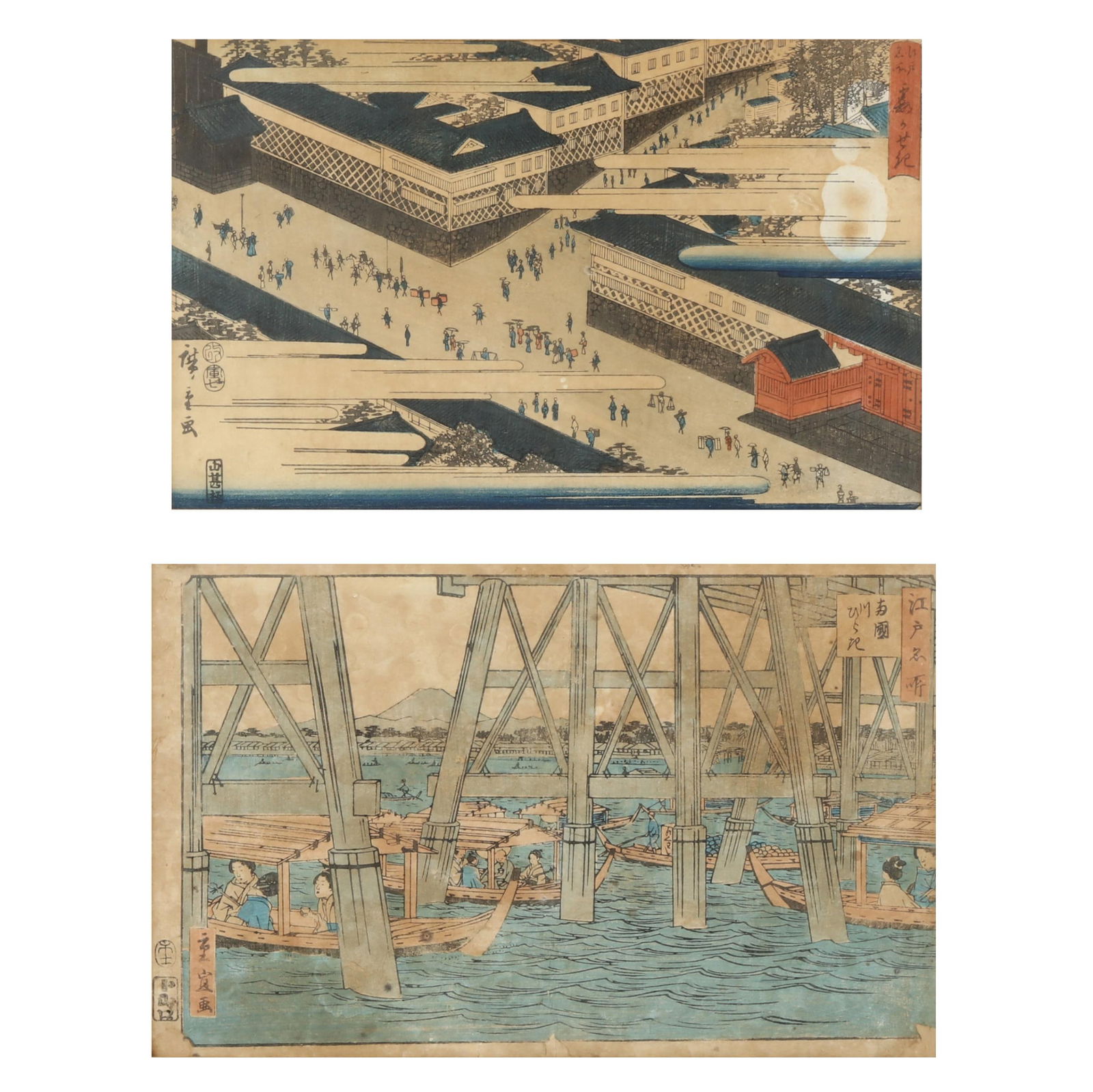 TWO EDO PERIOD JAPANESE WOODBLOCK