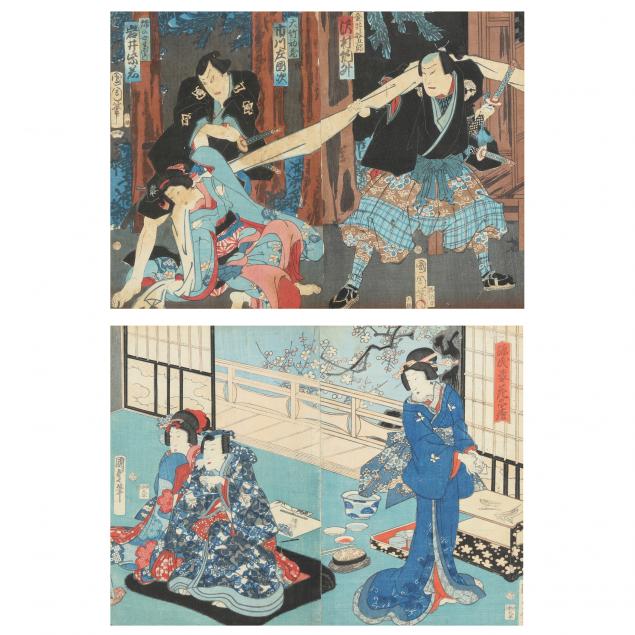 TWO EDO PERIOD JAPANESE WOODBLOCK