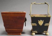 TWO EDWARDIAN BRASS AND WOOD J