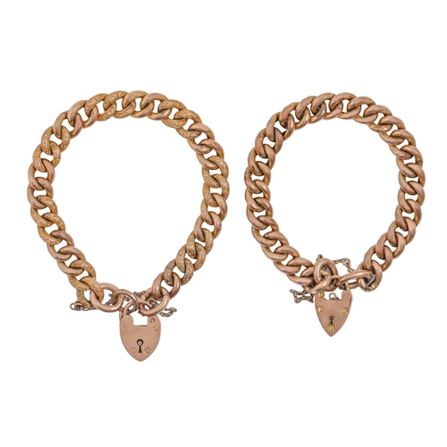 Two Edwardian gold curb bracelets