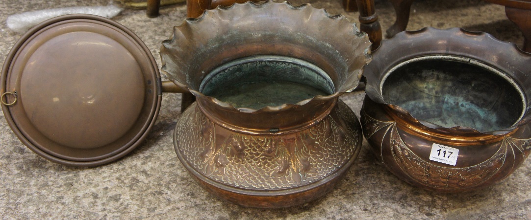 Two Edwardian Large Copper Planters