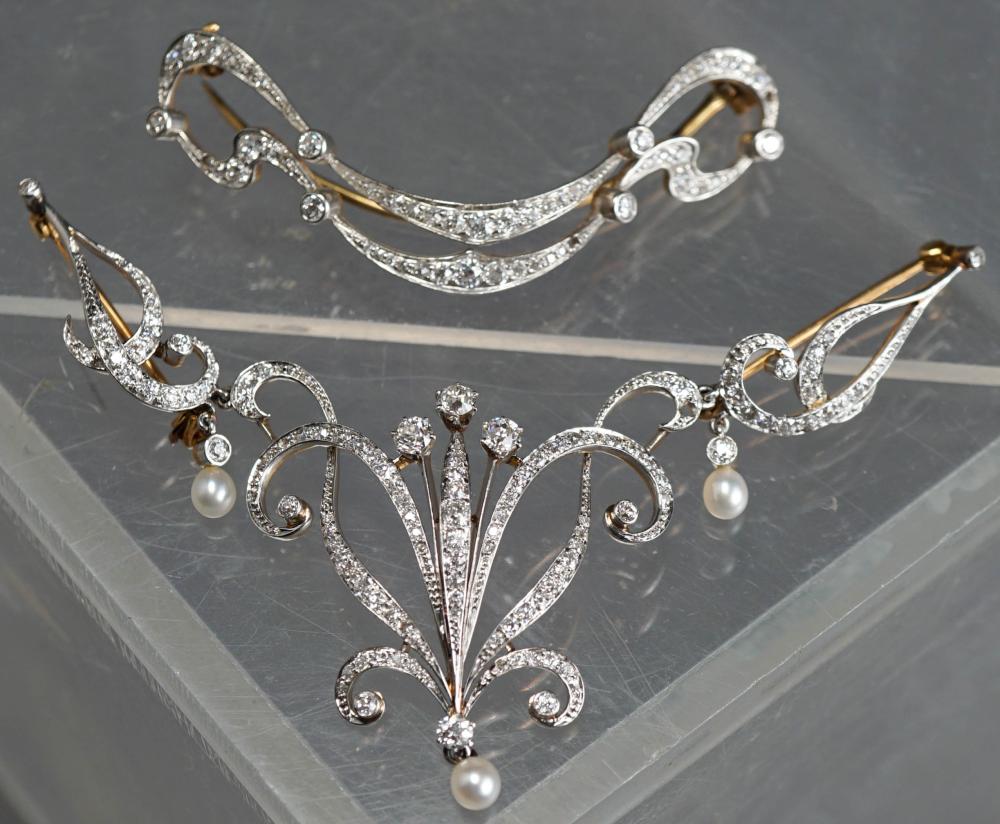 TWO EDWARDIAN PLATINUM TOPPED,