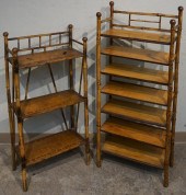 TWO EDWARDIAN RATTAN PYROGRAPH
