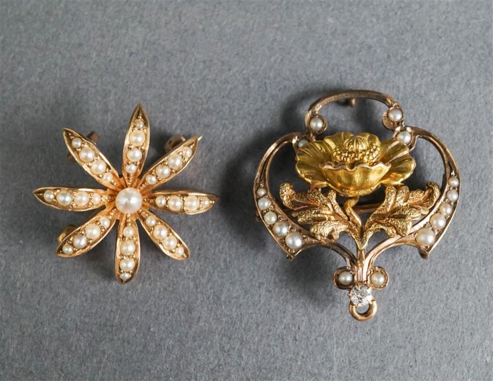 TWO EDWARDIAN TESTED 14-KARAT
