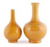 TWO "EGG YOLK" SGRAFFITO VASES