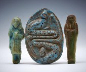 TWO EGYPTIAN BLUE FAIENCE USHA