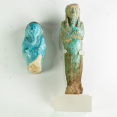 TWO EGYPTIAN TURQUOISE GLAZED
