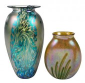 TWO EICKHOLT ART GLASS VASESAm